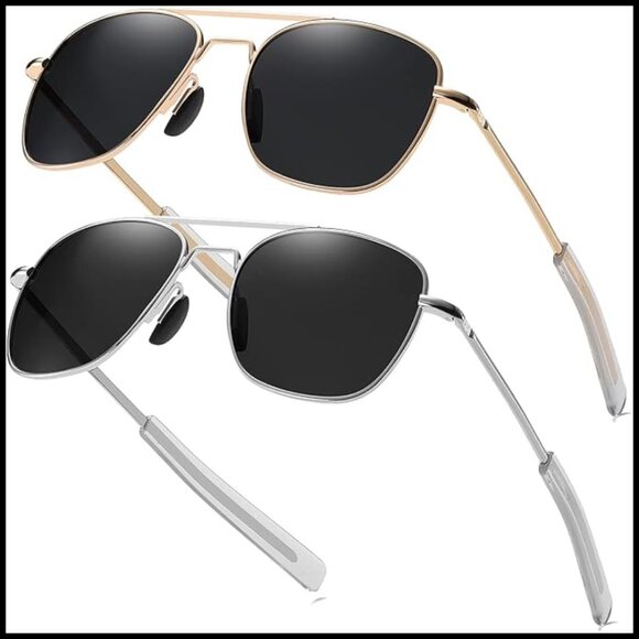Metal Frame Polarized Aviator Sunglasses with Bayonet Temples